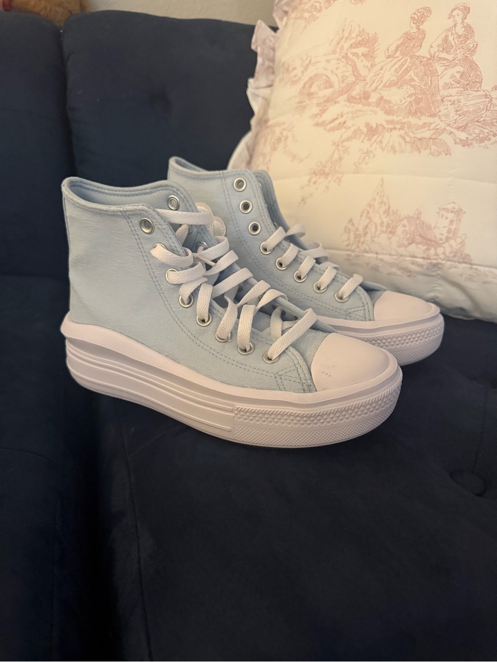 Converse Light Blue High Top Platform Sneakers - Picture 2 of 9